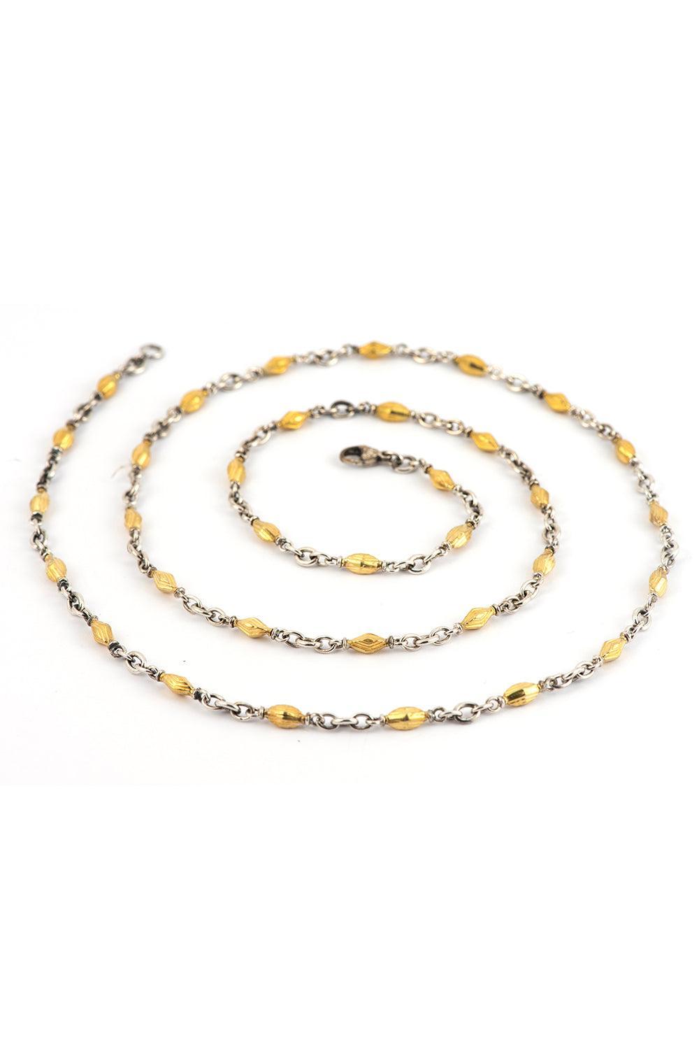 Gold Bead Chain Necklace-YELLOW GOLD-32-JEWELRYFINE JEWELNECKLACE O-SYLVA & CIE