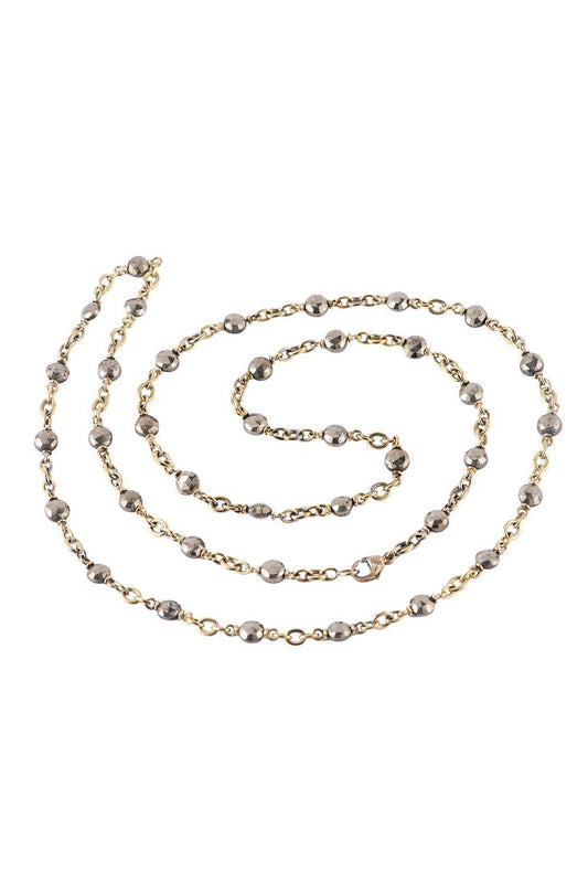 Hematite Beaded Necklace-YELLOW GOLD-32-JEWELRYFINE JEWELNECKLACE O-SYLVA & CIE