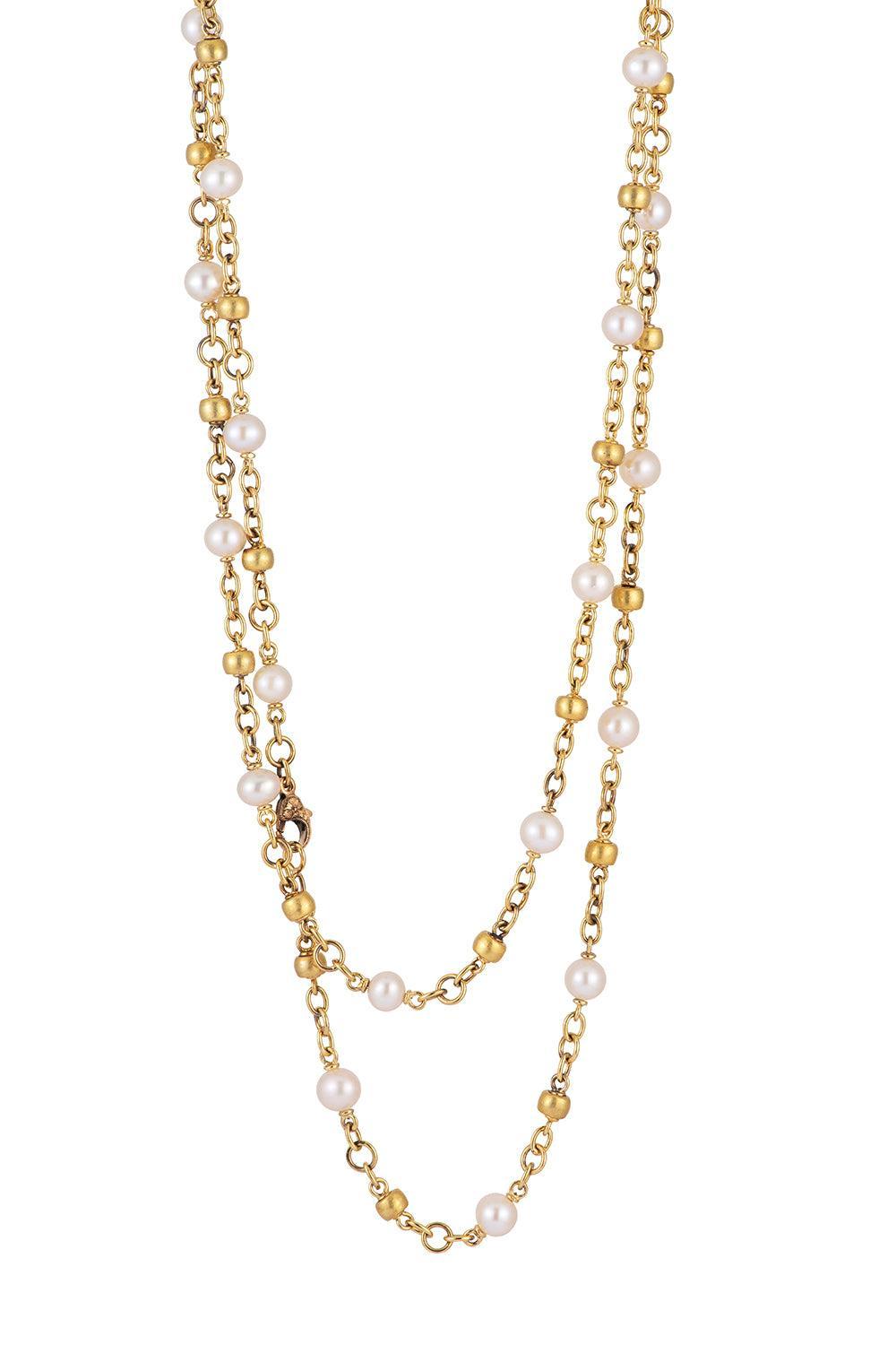 Pearl Bead Chain Necklace-YELLOW GOLD-32-JEWELRYFINE JEWELNECKLACE O-SYLVA & CIE