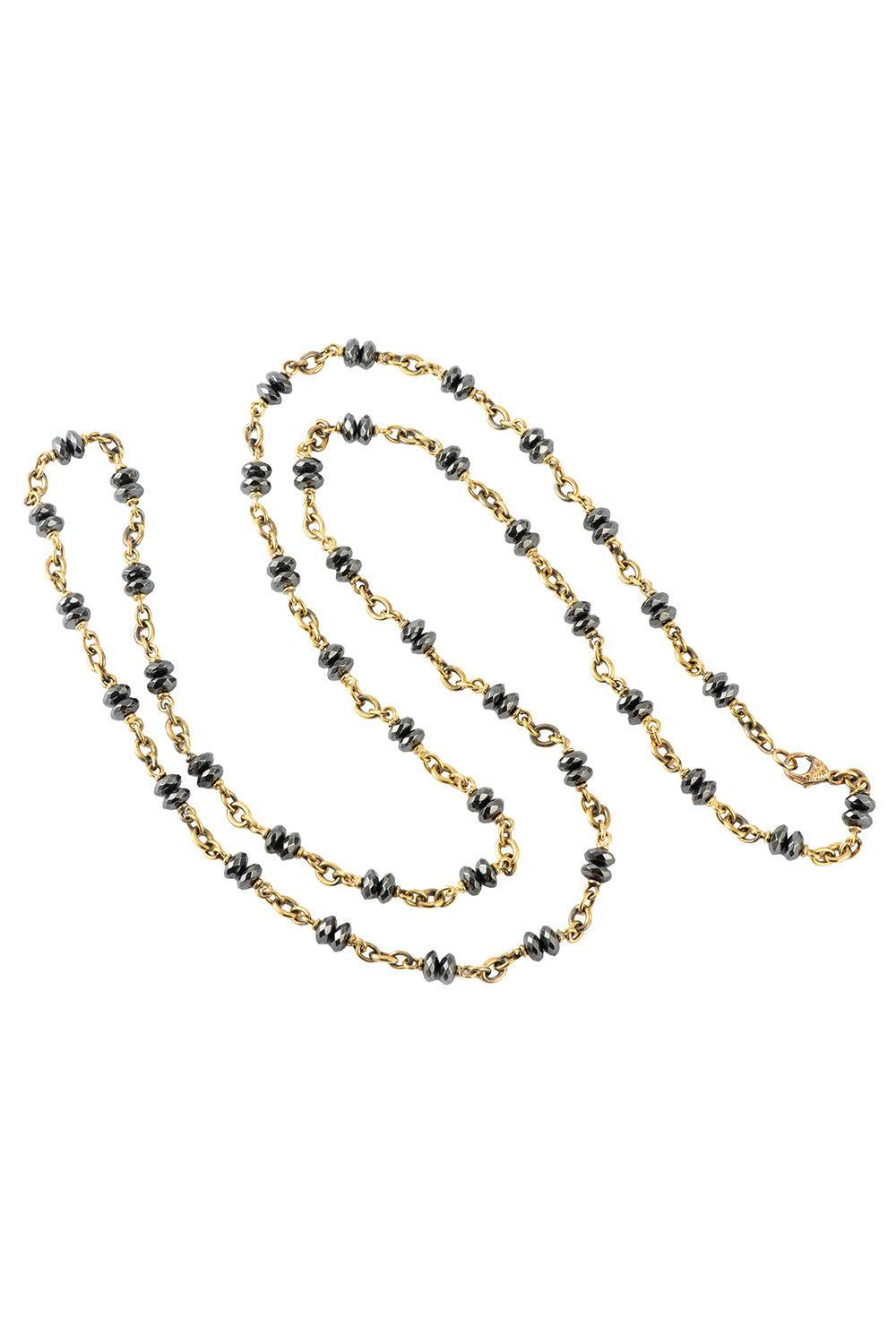 Pyrite Faceted Beaded Necklace-YELLOW GOLD-36-JEWELRYFINE JEWELNECKLACE O-SYLVA & CIE