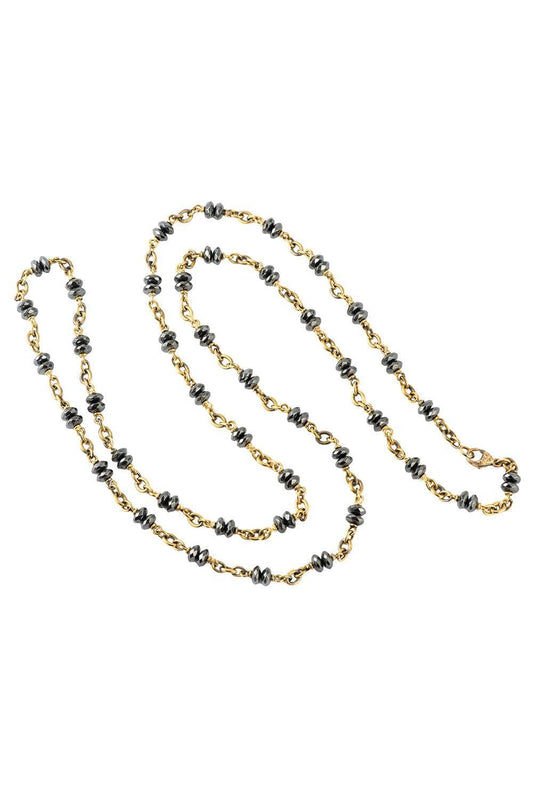 Pyrite Faceted Beaded Necklace-YELLOW GOLD-36-JEWELRYFINE JEWELNECKLACE O-SYLVA & CIE