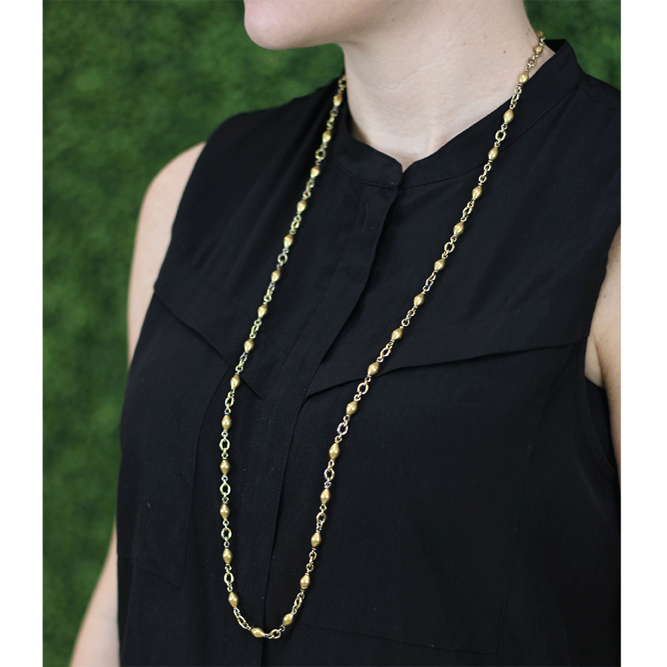 SYLVA & CIE-Antique Prayer Bead Chain Necklace-YELLOW GOLD