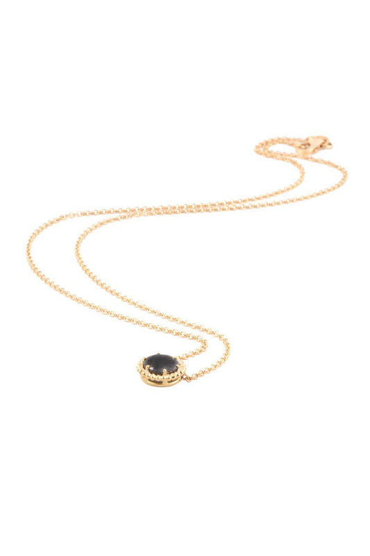 Black Diamond Pendant Chain Necklace-YELLOW GOLD-JEWELRYFINE JEWELNECKLACE O-SYLVA & CIE
