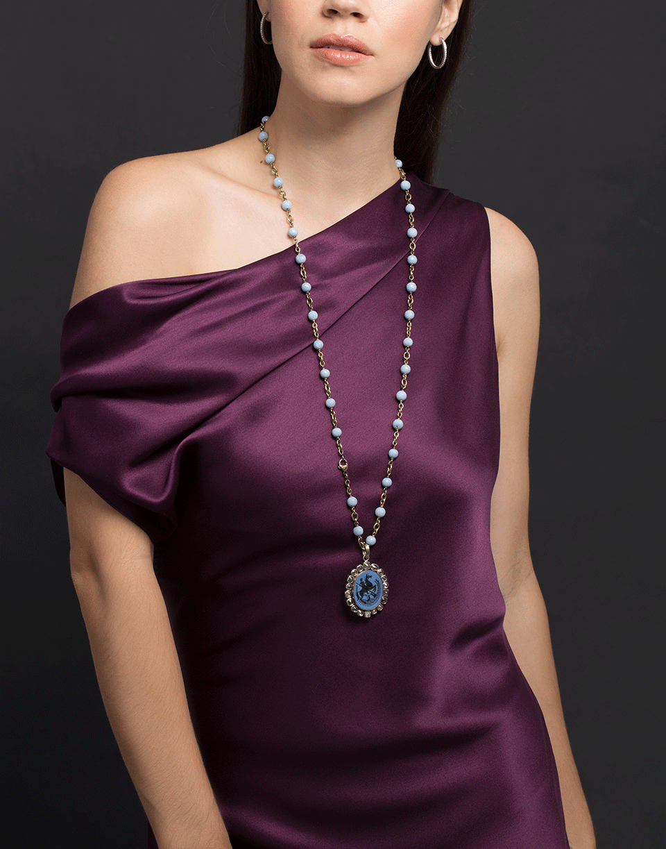 SYLVA & CIE-Blue Opal Bead Necklace-YELLOW GOLD