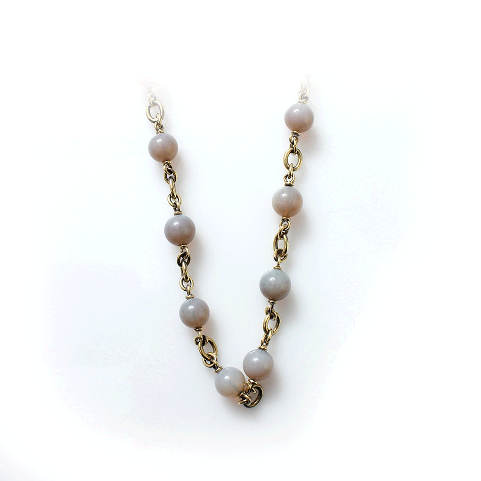 SYLVA & CIE-Blue Opal Bead Necklace-YELLOW GOLD