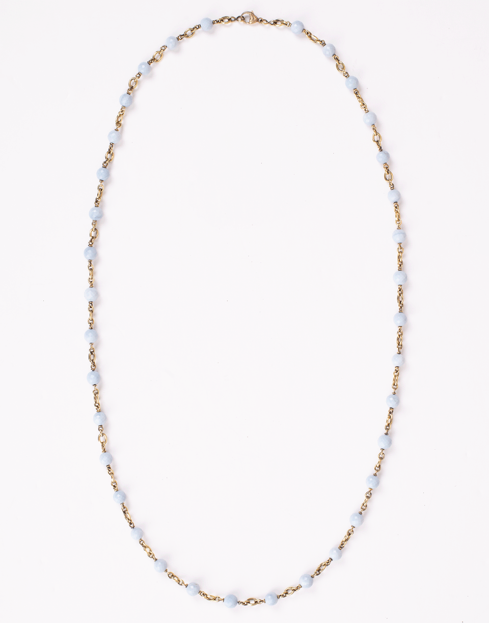SYLVA & CIE-Blue Opal Bead Necklace-YELLOW GOLD