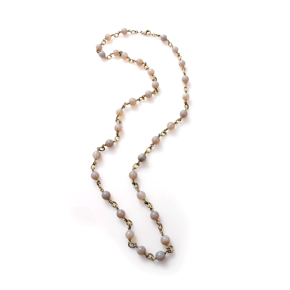 SYLVA & CIE-Blue Opal Bead Necklace-YELLOW GOLD