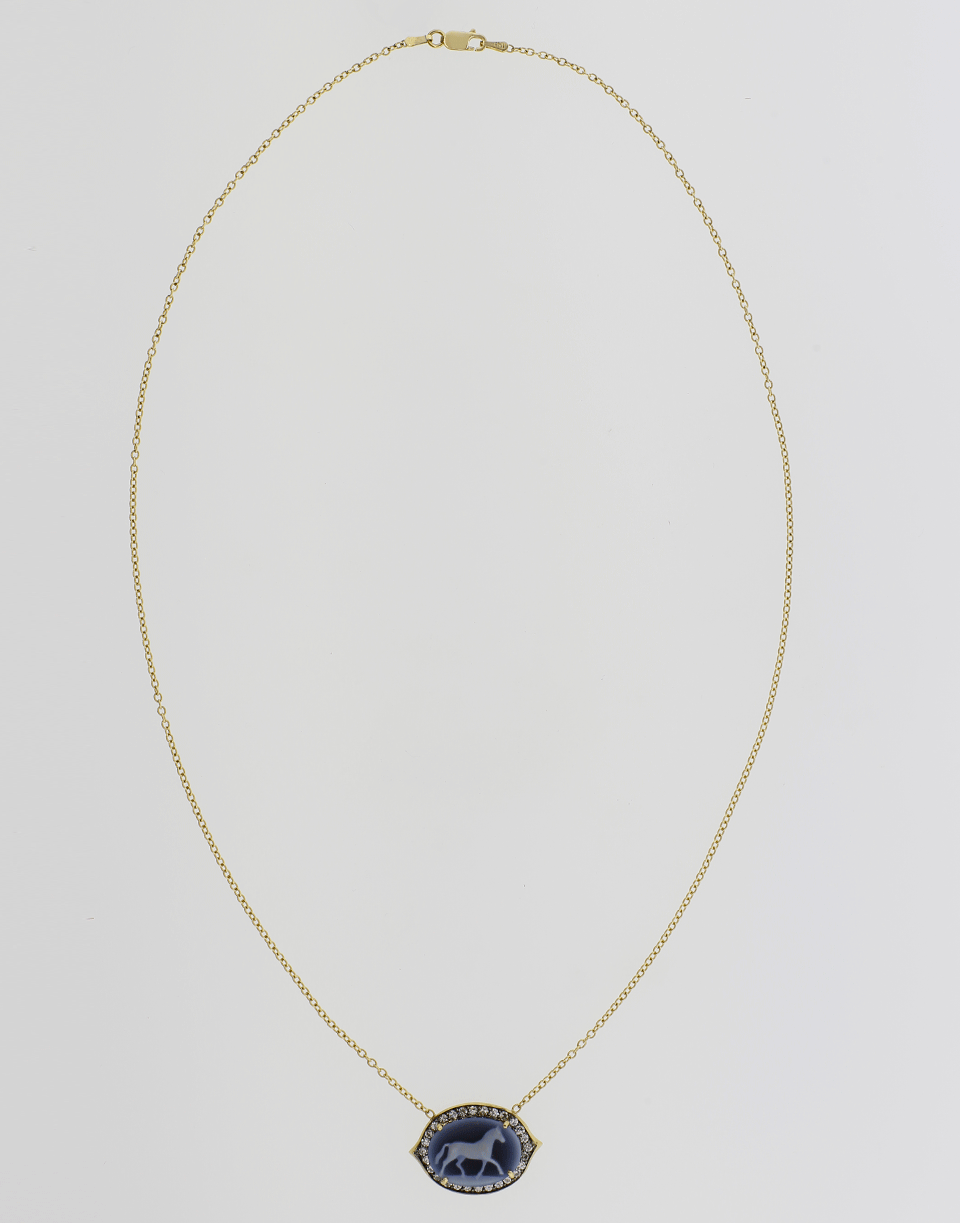 SYLVA & CIE-Cameo Horse Pendant Neklace-YELLOW GOLD