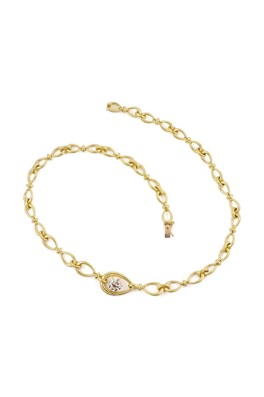 Diamond Chain Link Necklace-YELLOW GOLD-JEWELRYFINE JEWELNECKLACE O-SYLVA & CIE
