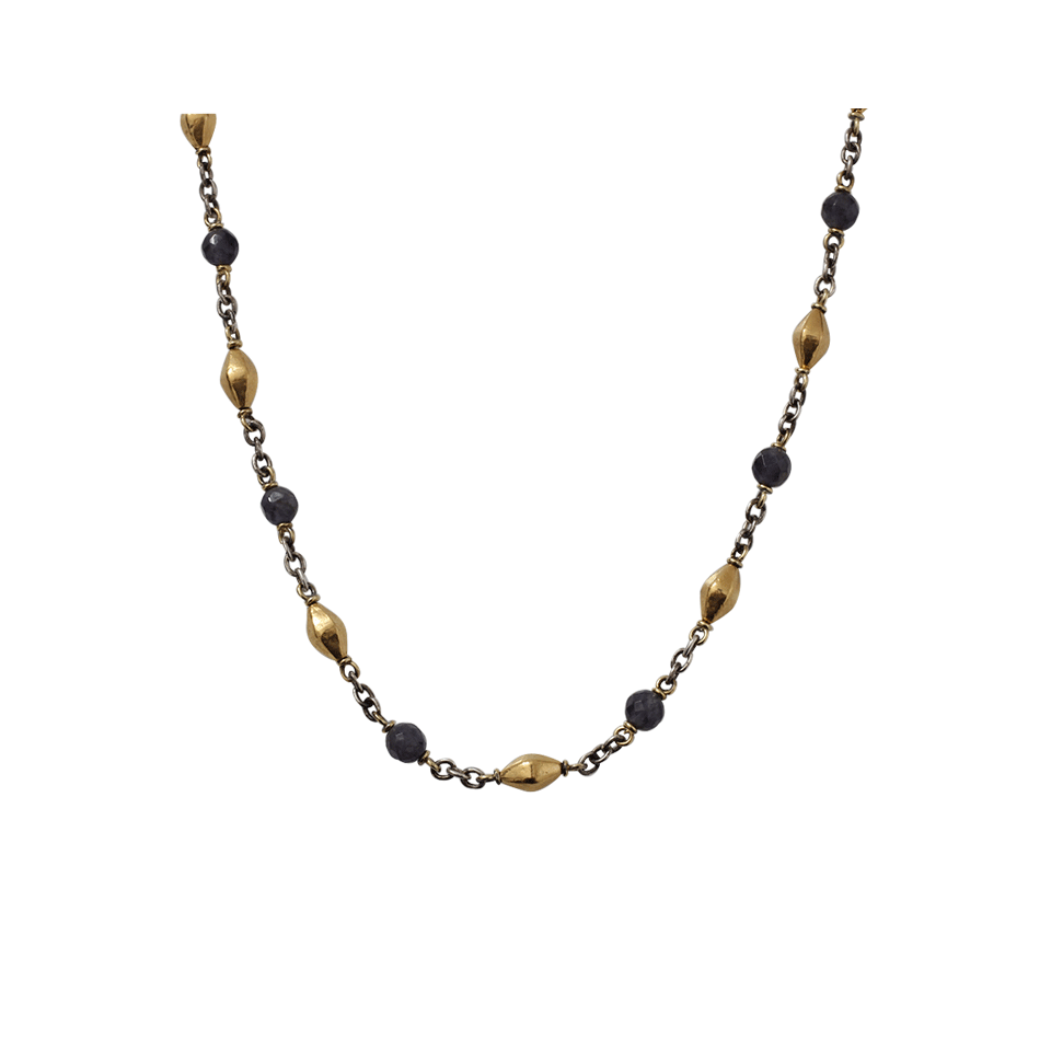 SYLVA & CIE-Gold Bead And Iolite Necklace-YELLOW GOLD