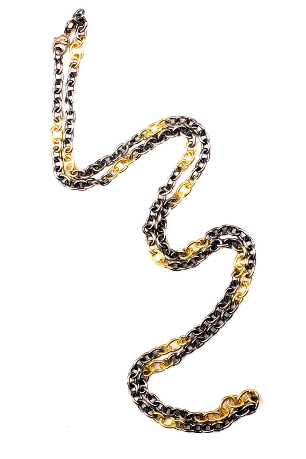SYLVA & CIE-Gold Silver Link Necklace-YELLOW GOLD