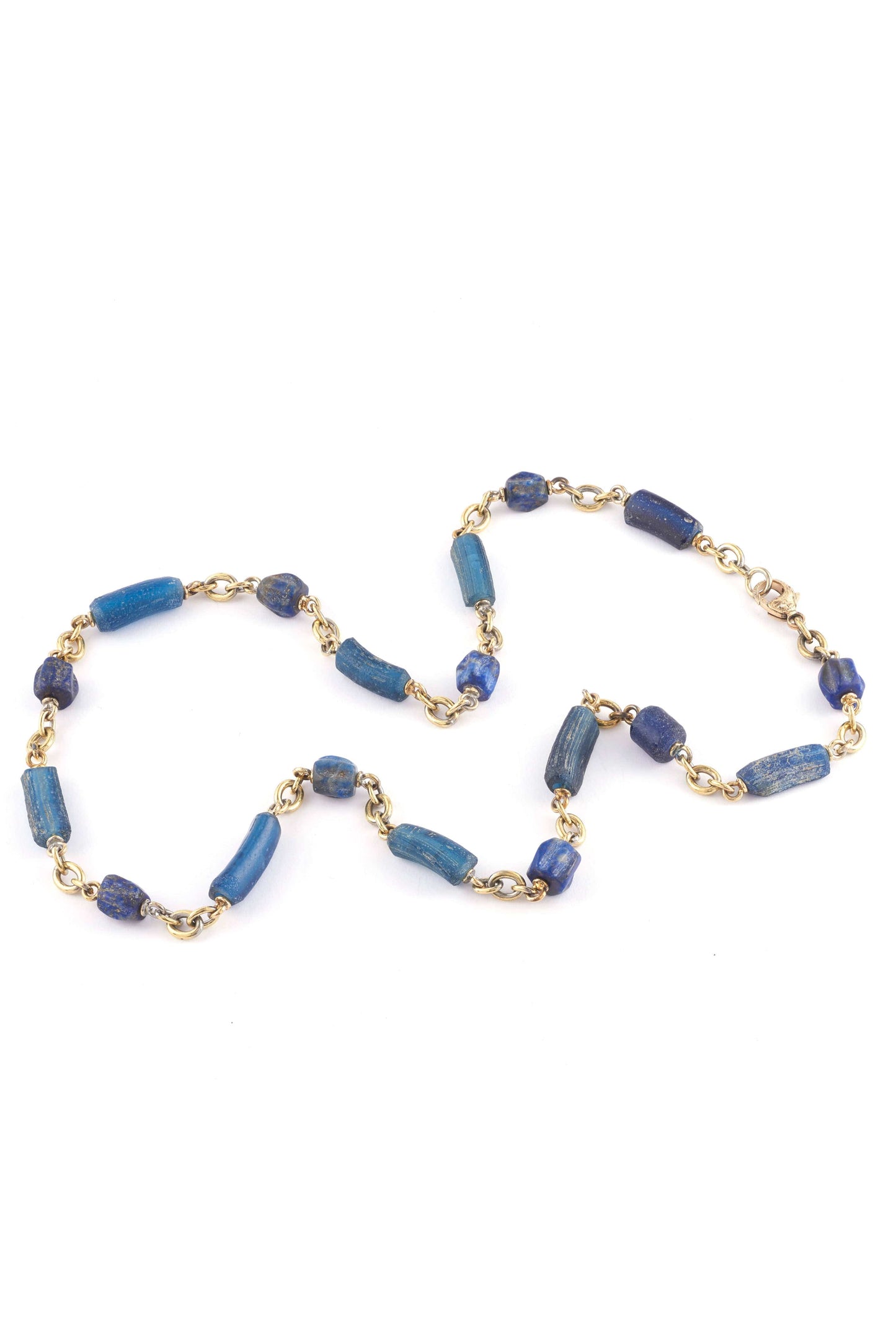 SYLVA & CIE-Hand Blown Glass and Lapis Bead Necklace-YELLOW GOLD
