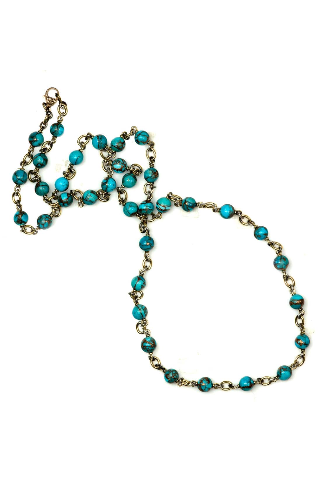 SYLVA & CIE-Kingman Turquoise Bead Necklace-YELLOW GOLD