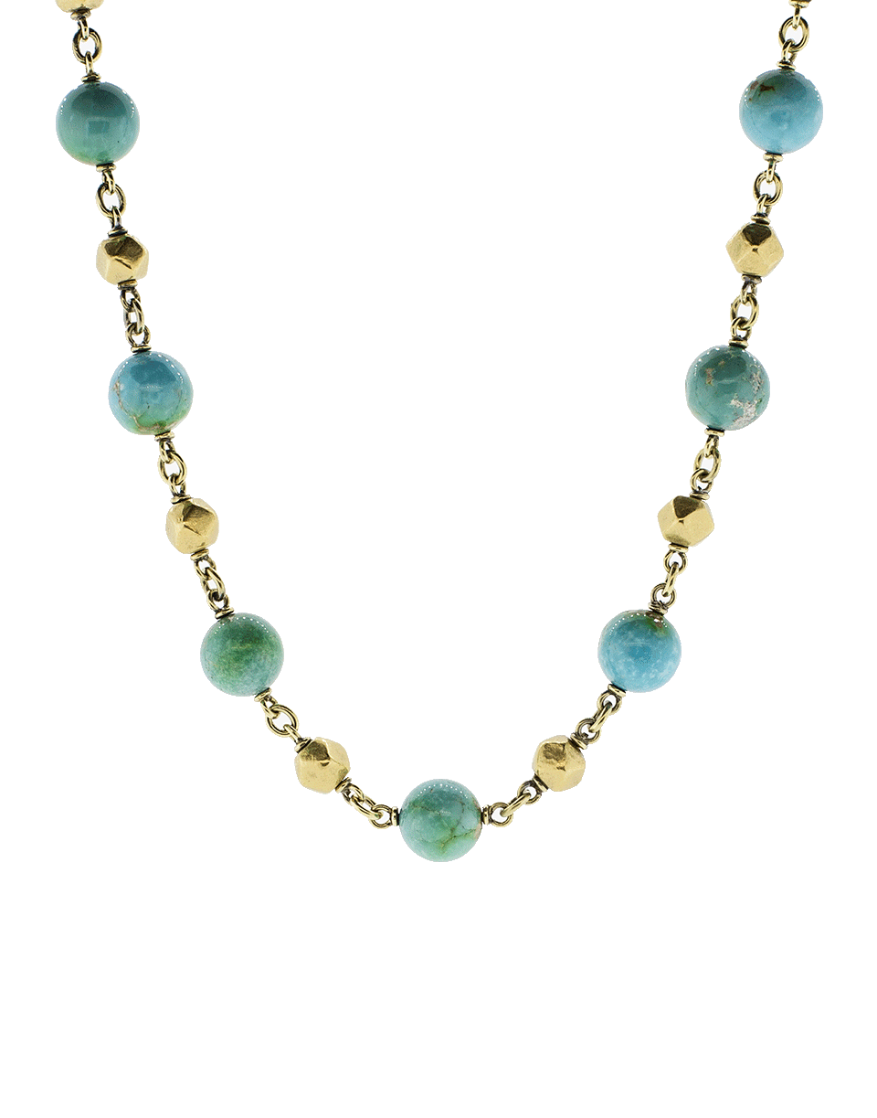 SYLVA & CIE-Kingman Turquoise Beaded Necklace-YELLOW GOLD