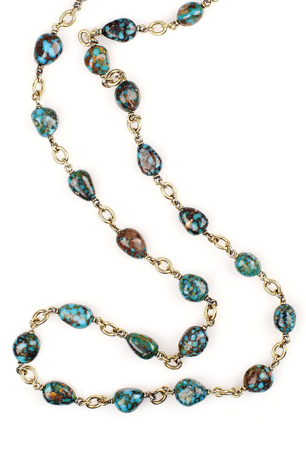 SYLVA & CIE-Kingman Turquoise Necklace-YELLOW GOLD