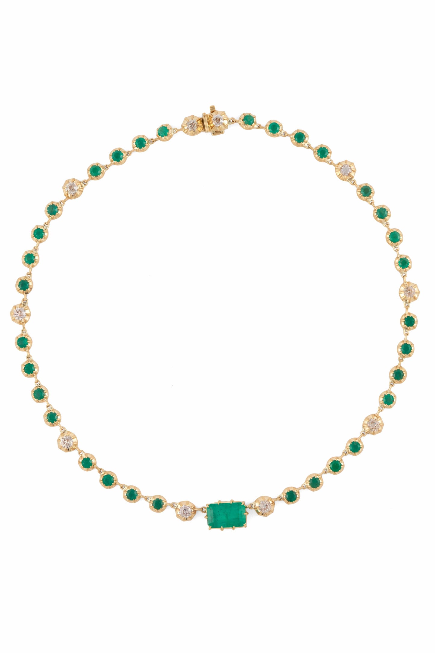 SYLVA & CIE-Old Euro and Emerald Necklace-YELLOW GOLD