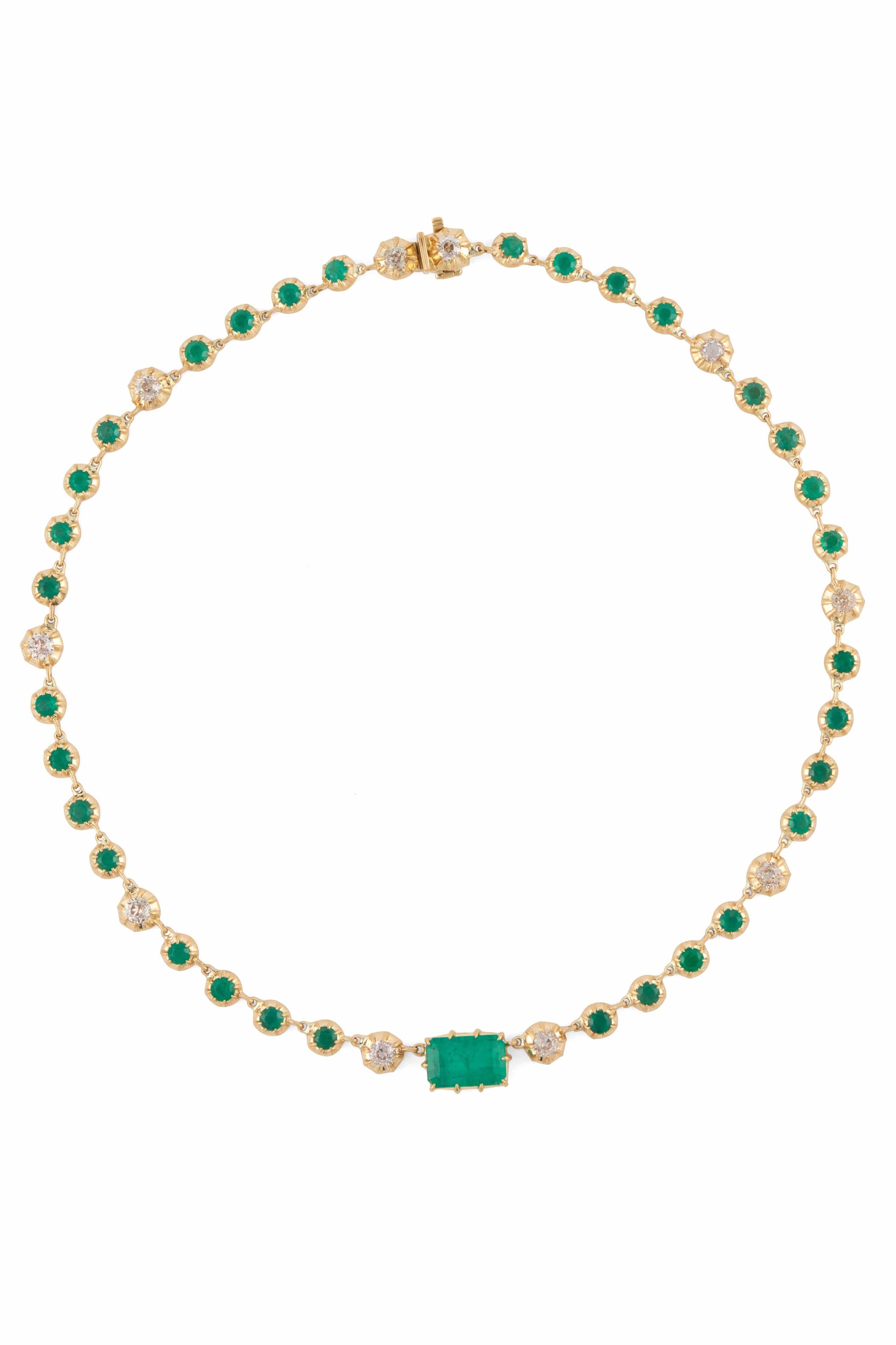 SYLVA & CIE-Old Euro and Emerald Necklace-YELLOW GOLD
