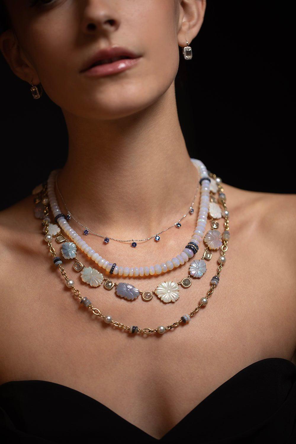 SYLVA & CIE-Opal Flower Necklace-YELLOW GOLD