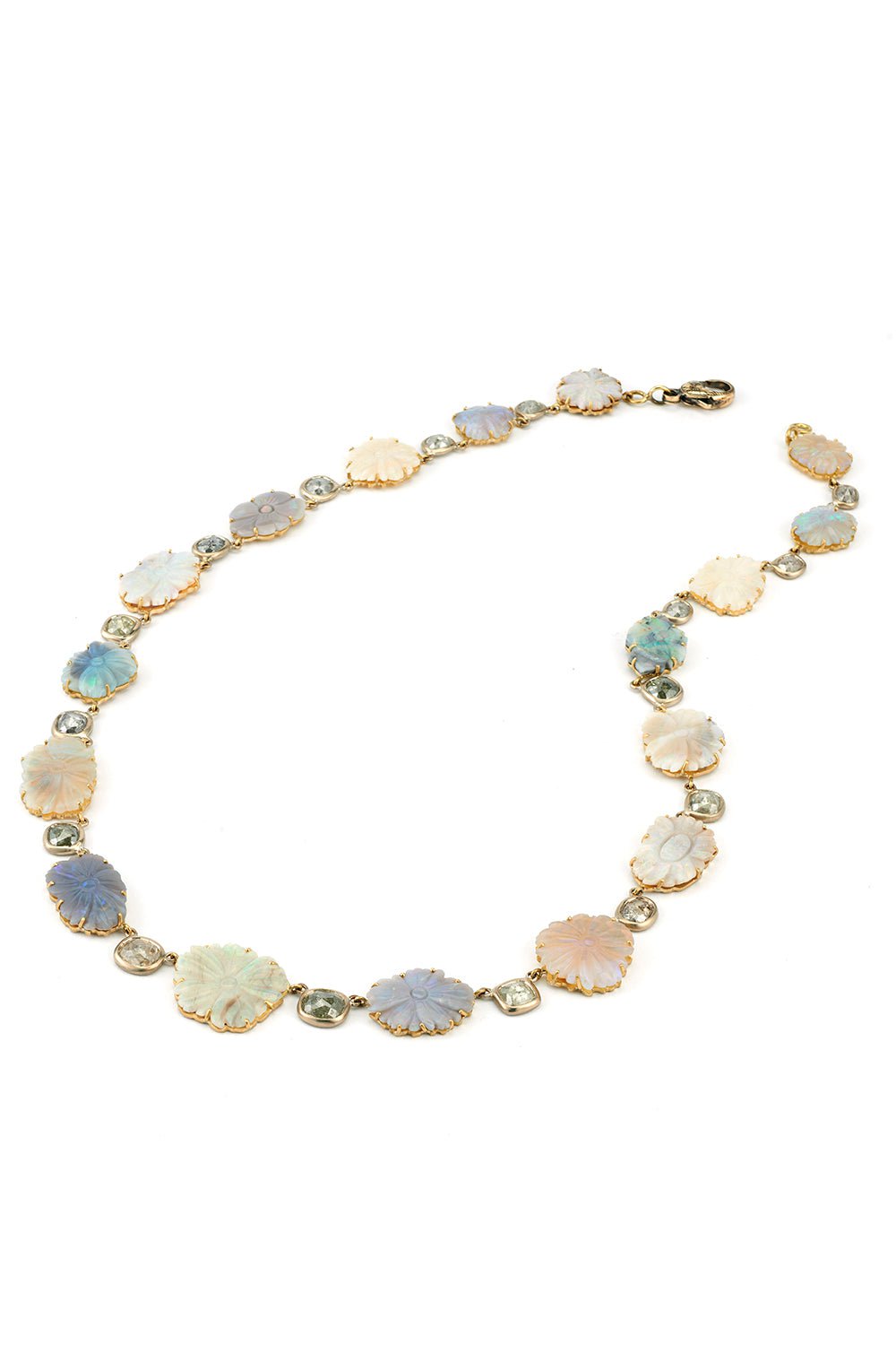 SYLVA & CIE-Opal Flower Necklace-YELLOW GOLD
