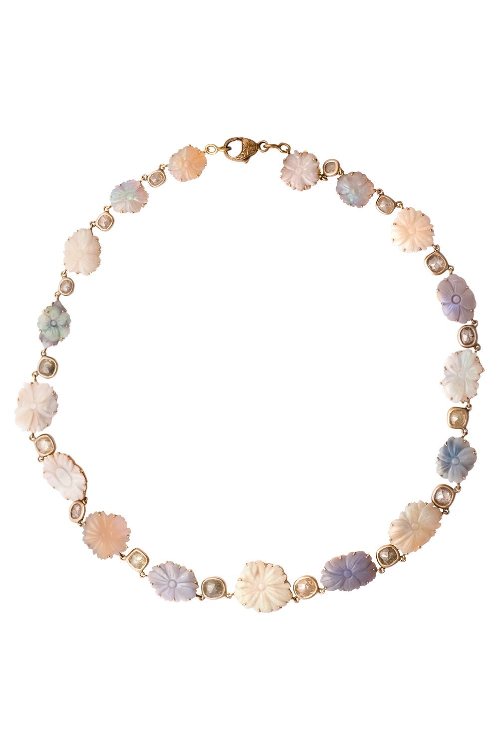 SYLVA & CIE-Opal Flower Necklace-YELLOW GOLD