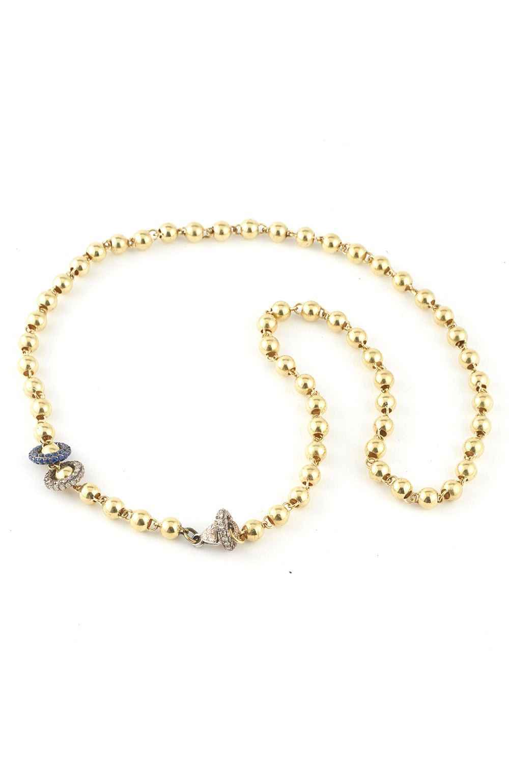 SYLVA & CIE-Sapphire Diamond Bead Necklace-YELLOW GOLD