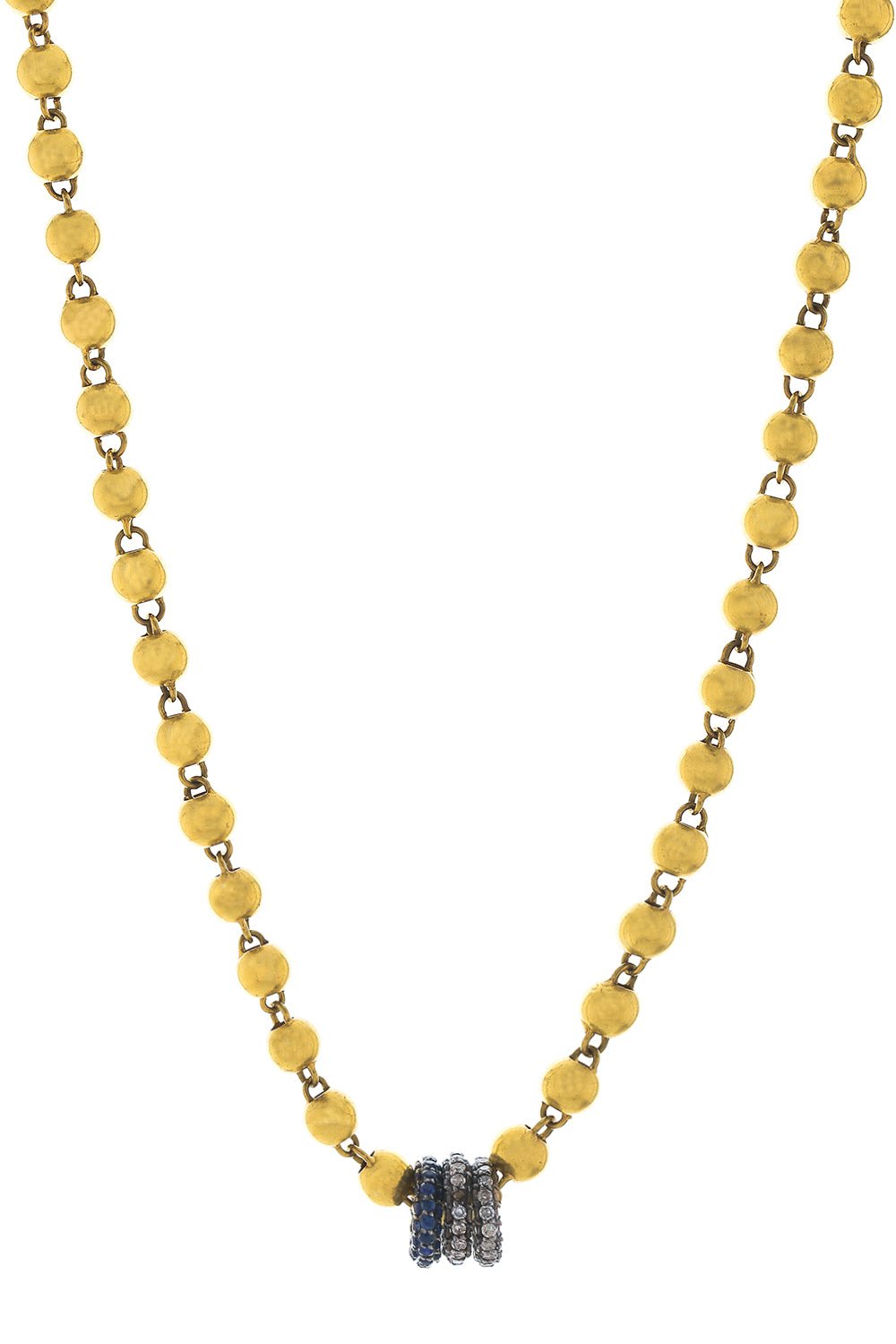 SYLVA & CIE-Sapphire Diamond Bead Necklace-YELLOW GOLD