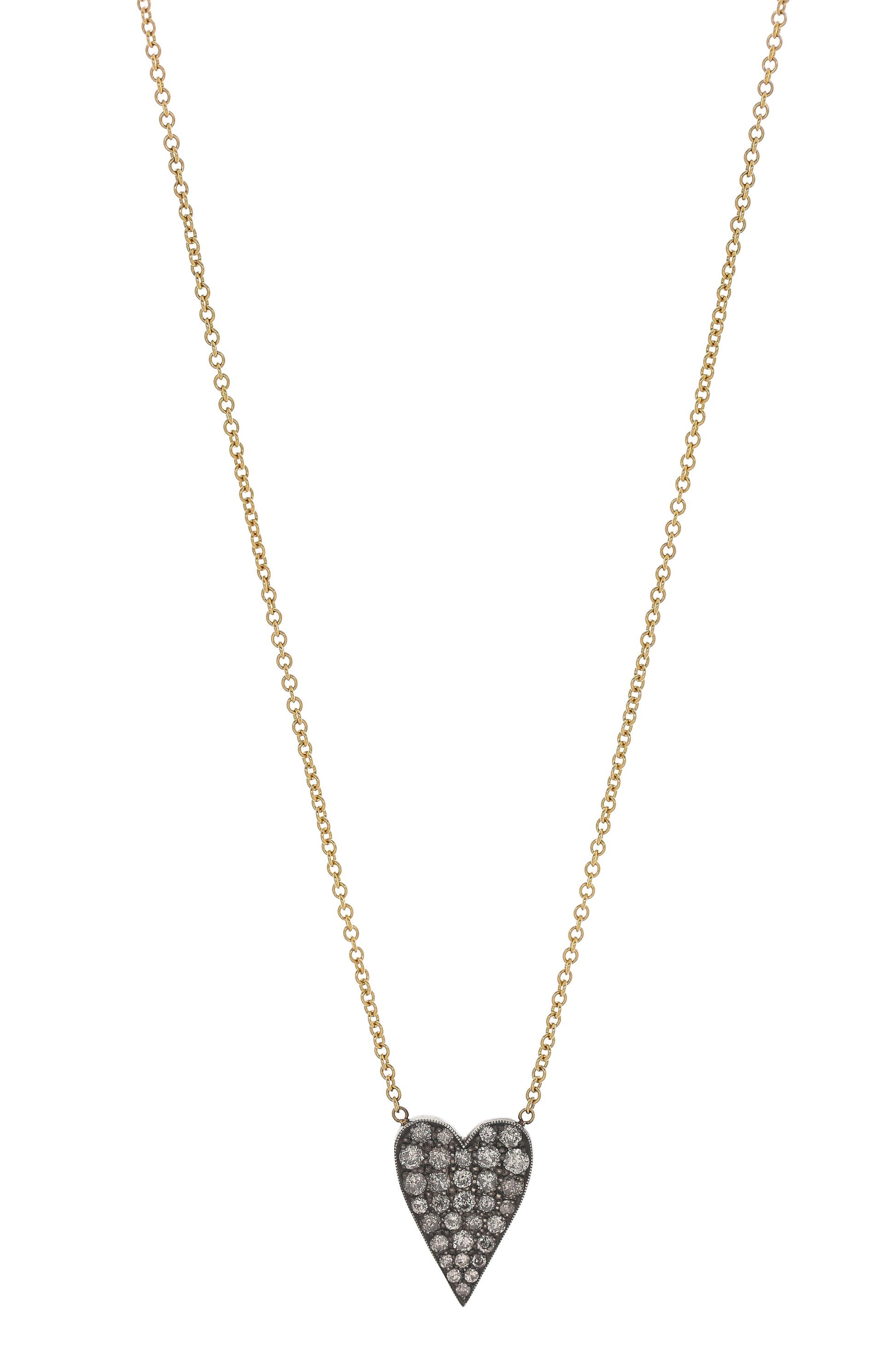 SYLVA & CIE-Ten Table Heart Necklace - Grey Diamond-YELLOW GOLD