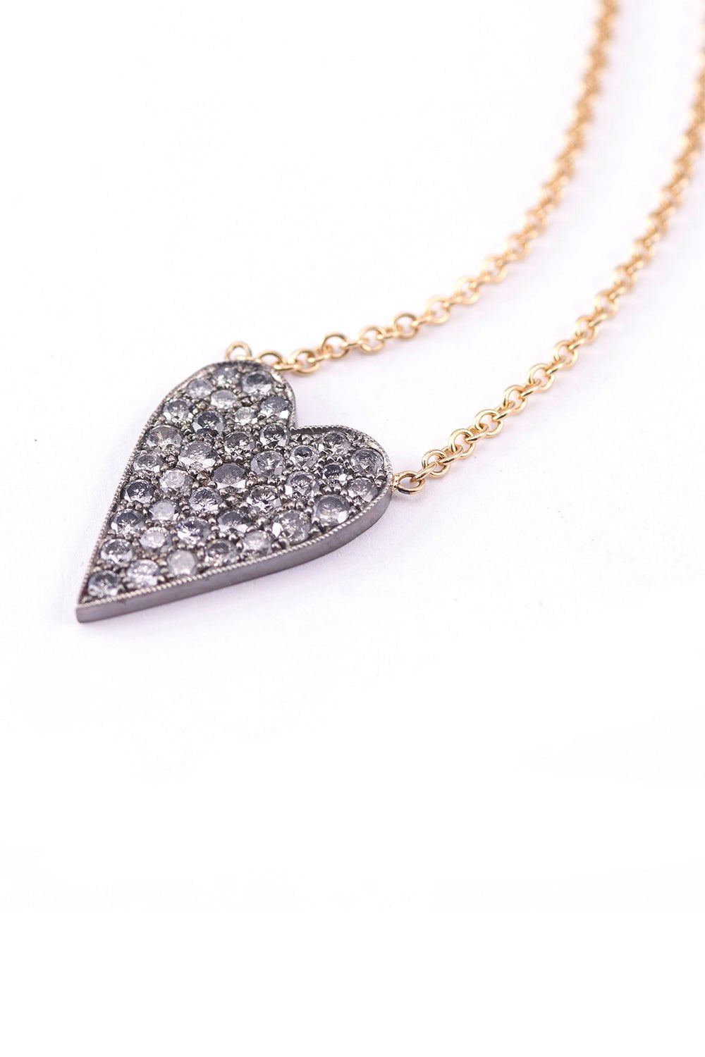 SYLVA & CIE-Ten Table Heart Necklace - Grey Diamond-YELLOW GOLD