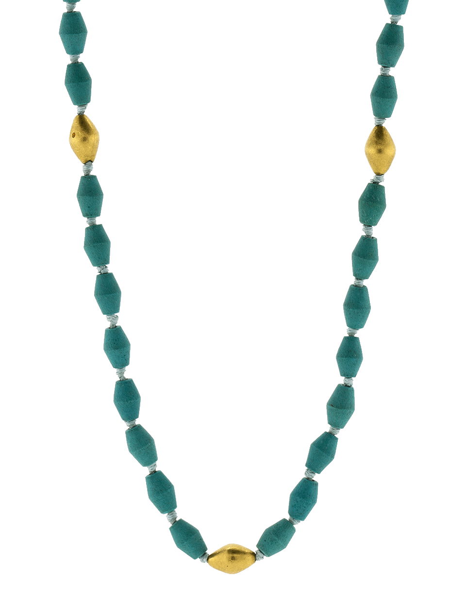 SYLVA & CIE-Turquoise And Gold Beaded Necklace-YELLOW GOLD