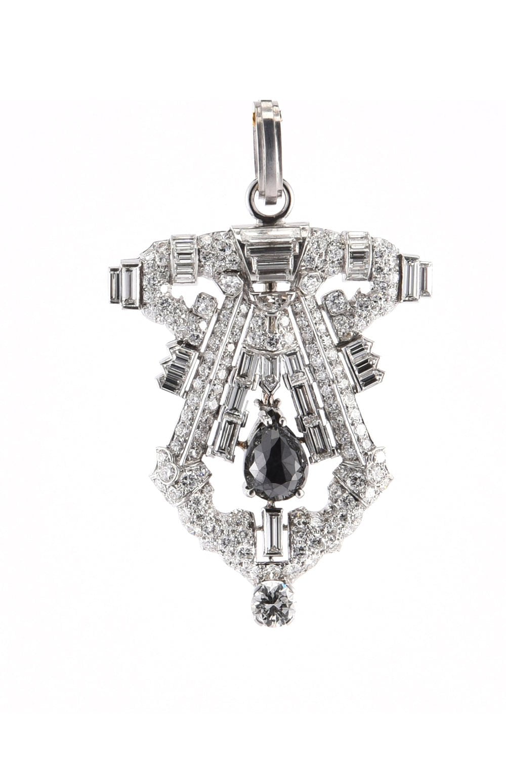 SYLVA & CIE-White Black Diamond Pendant-PLAT