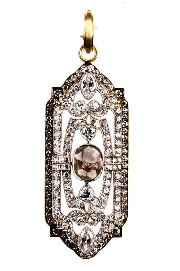 SYLVA & CIE-1920's Vintage Diamond Pendant-PLATINUM