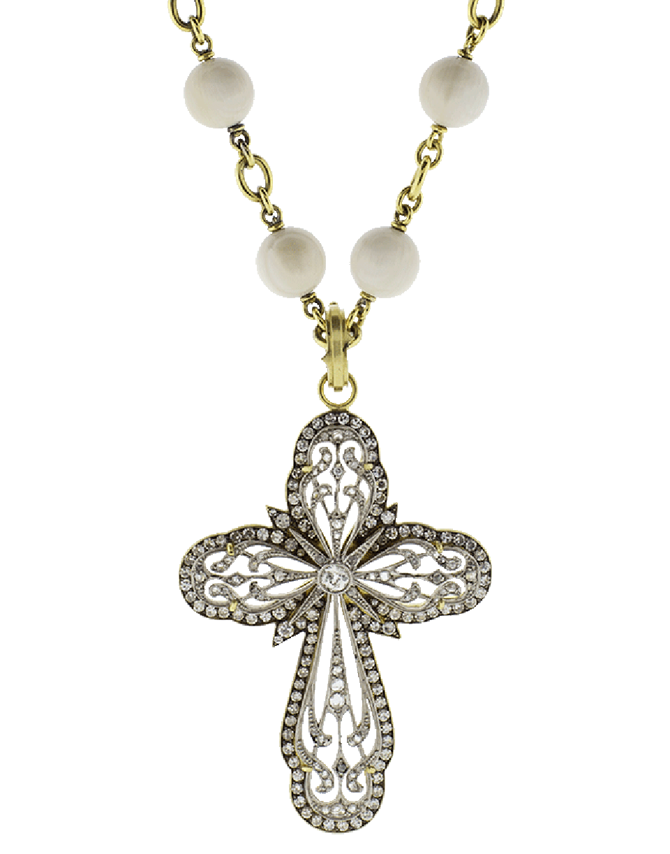 SYLVA & CIE-Georgian Diamond Cross Pendant-PLATINUM