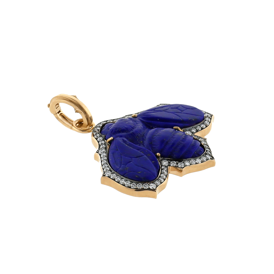 SYLVA & CIE-Carved Lapis Bee Pendant-ROSE GOLD