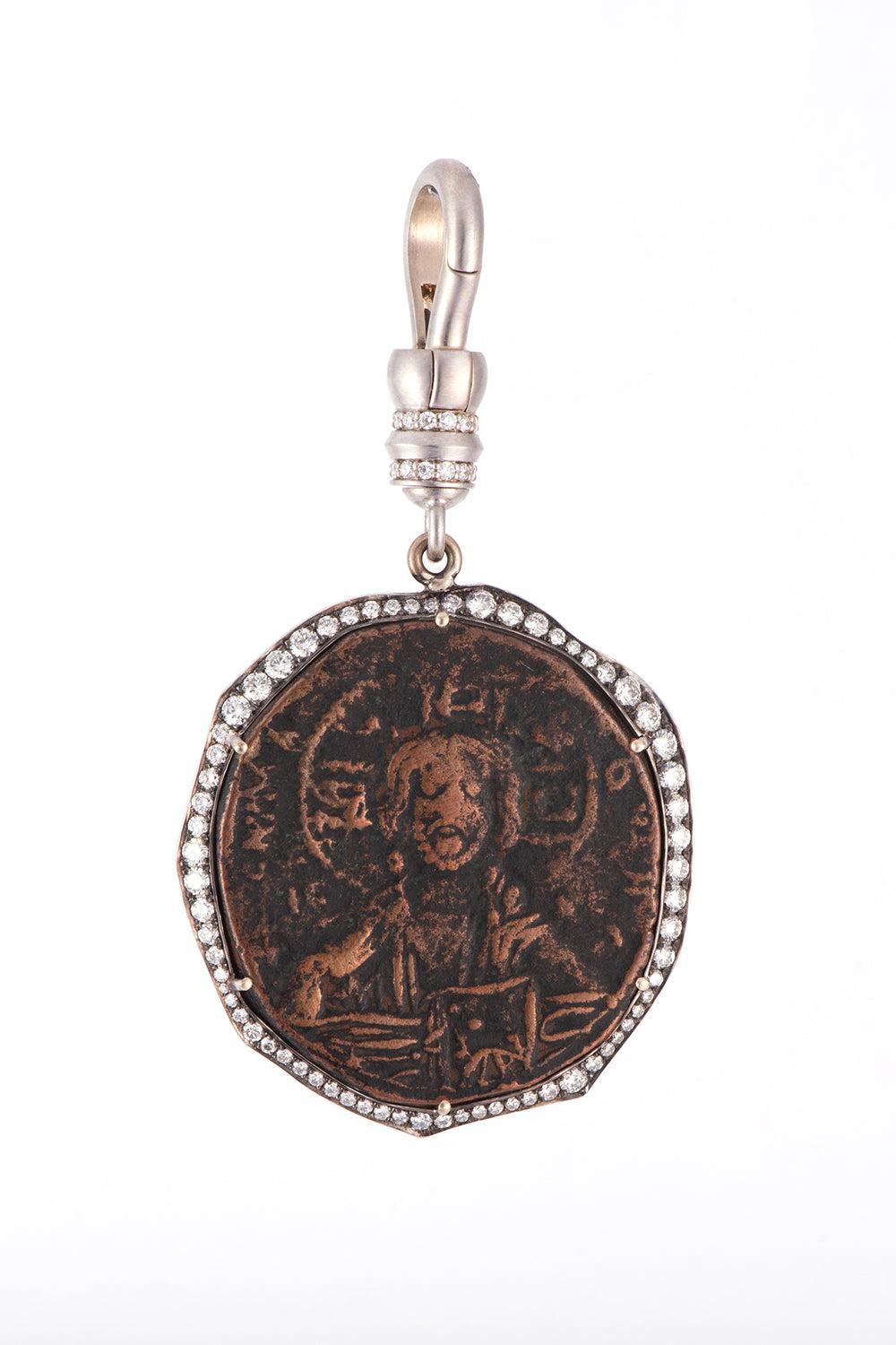 Diamond Byzanite Empire Coin Pendant-WHITE GOLD-JEWELRYFINE JEWELPENDANT-SYLVA & CIE