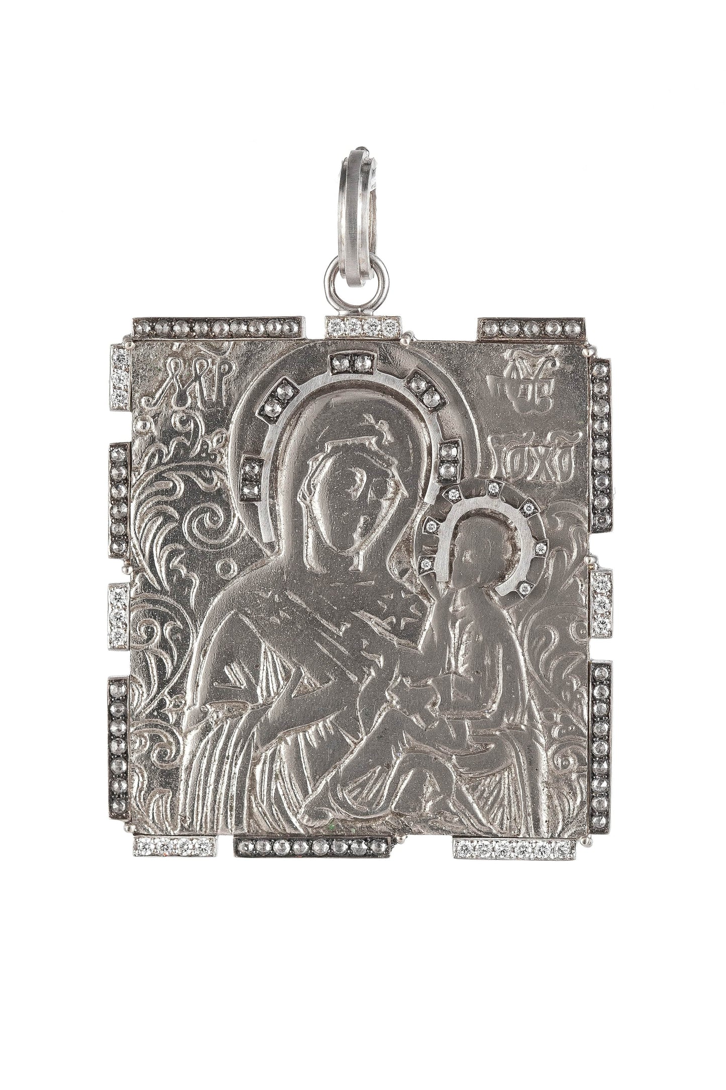SYLVA & CIE-Mother and Child Icon Pendant-WHITE GOLD