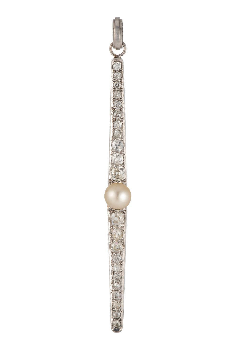 Pearl Diamond Vintage 1920s Pendant-WHITE GOLD-JEWELRYFINE JEWELPENDANT-SYLVA & CIE