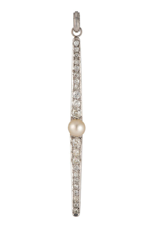 Pearl Diamond Vintage 1920s Pendant-WHITE GOLD-JEWELRYFINE JEWELPENDANT-SYLVA & CIE