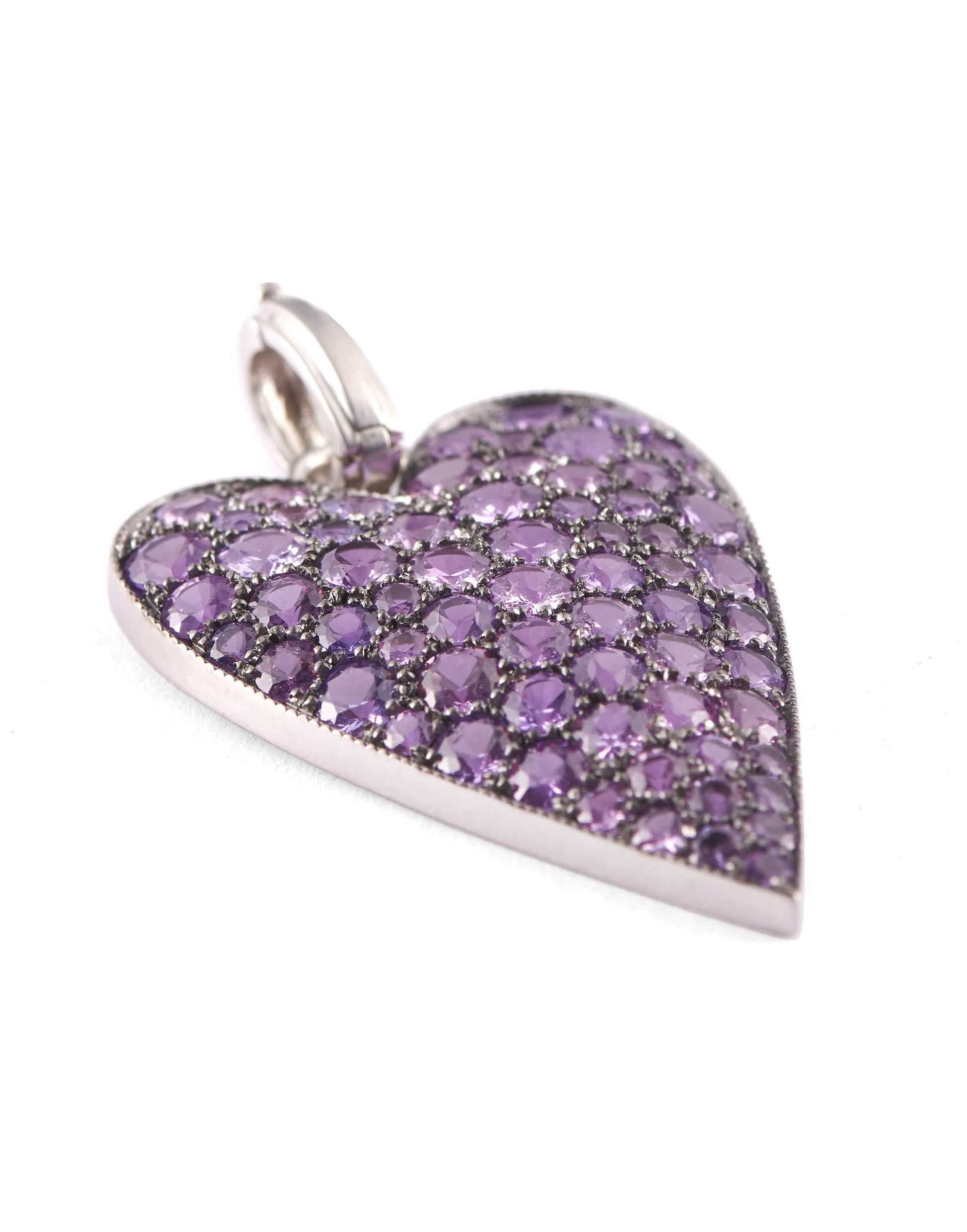 SYLVA & CIE-Purple Sapphire Heart Pendant-WHITE GOLD