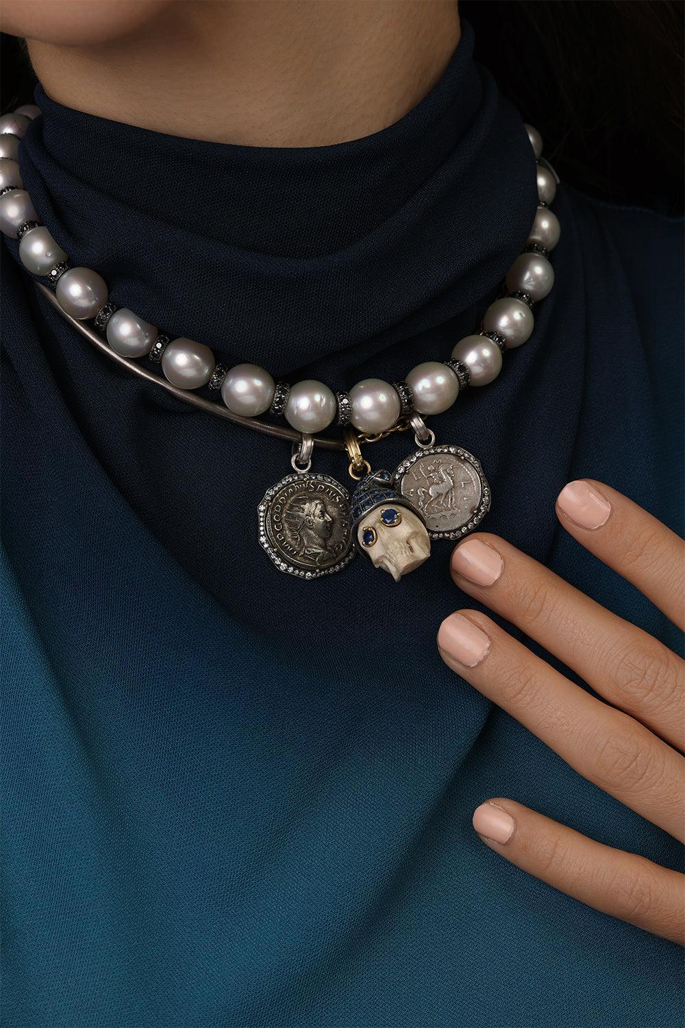 Roman Denarius Coin Pendant-WHITE GOLD-JEWELRYFINE JEWELPENDANT-SYLVA & CIE