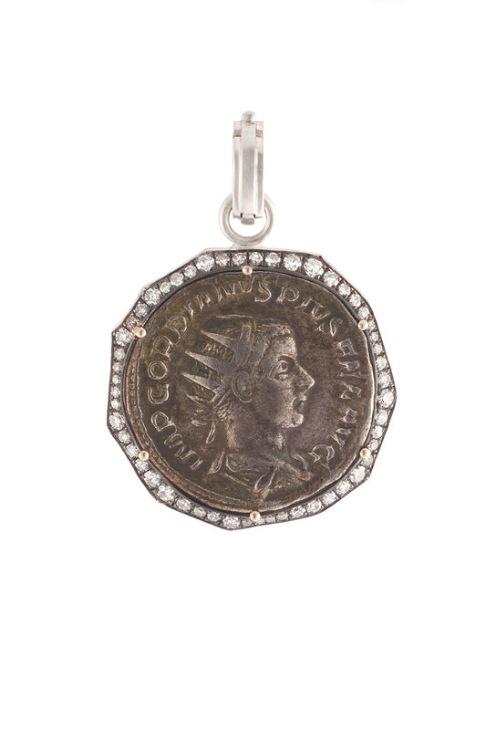 Roman Empire Gordian III Coin-WHITE GOLD-JEWELRYFINE JEWELPENDANT-SYLVA & CIE