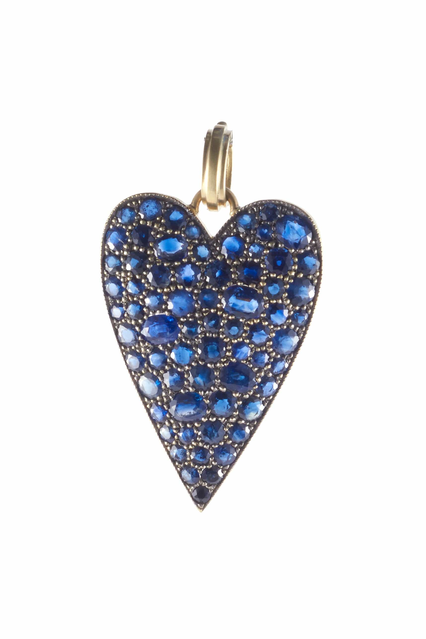 SYLVA & CIE-Sapphire Heart Pendant-WHITE GOLD