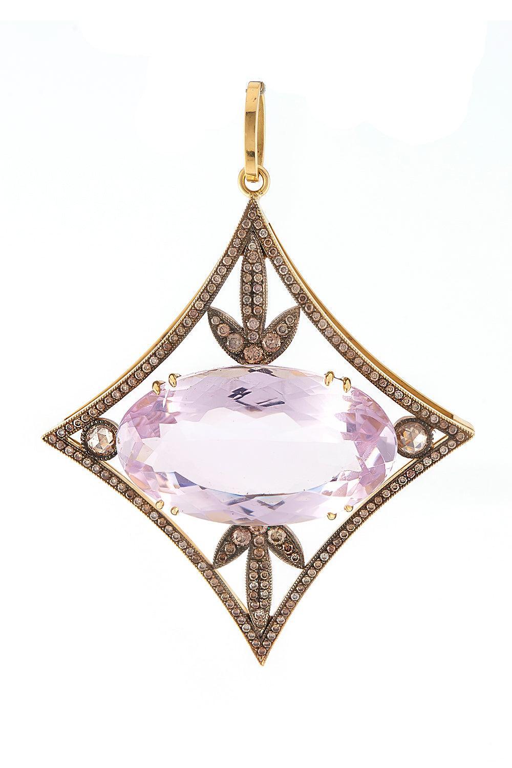 Amethyst Champagne Diamond Pendant-YELLOW GOLD-JEWELRYFINE JEWELPENDANT-SYLVA & CIE
