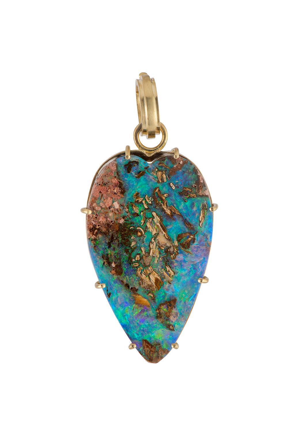 Australian Opal Heart Pendant Pendant-YELLOW GOLD-JEWELRYFINE JEWELPENDANT-SYLVA & CIE