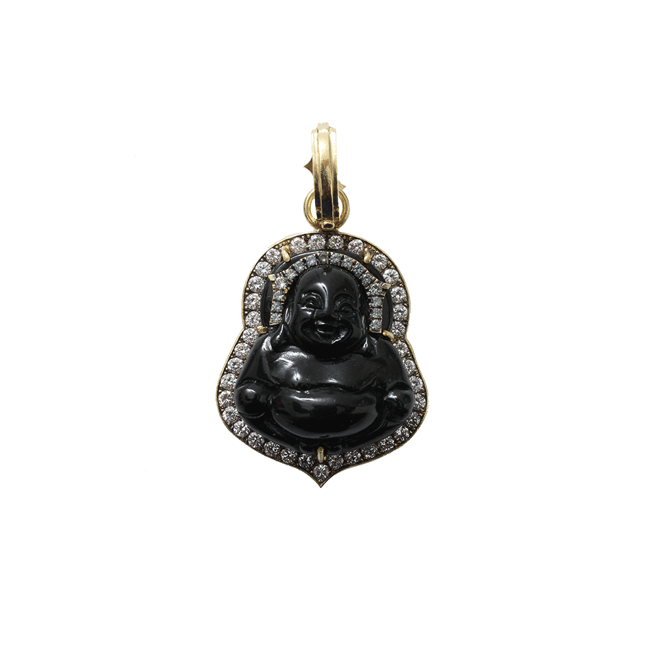 SYLVA & CIE-Black Jade Buddah Pendant-YELLOW GOLD