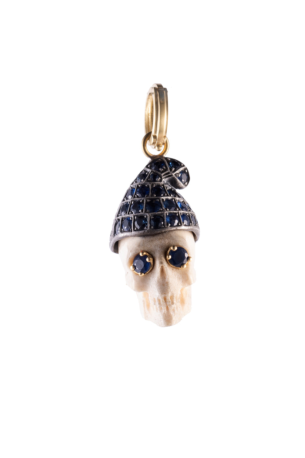 Blue Romeo Skull Pendant-YELLOW GOLD-JEWELRYFINE JEWELPENDANT-SYLVA & CIE