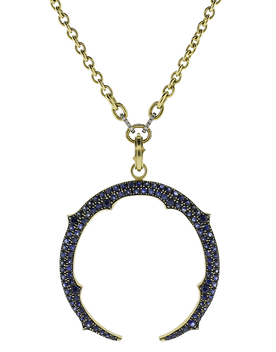 SYLVA & CIE-Blue Sapphire Horseshoe Pendnat-YELLOW GOLD