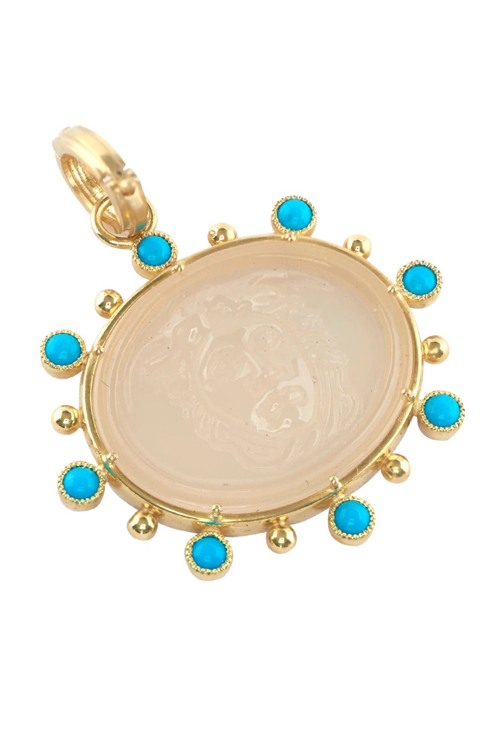 SYLVA & CIE-Carved Intaglio Turquoise Pendant-YELLOW GOLD