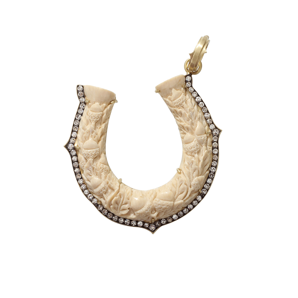 SYLVA & CIE-Carved Mammoth Horseshoe Pendant-YELLOW GOLD