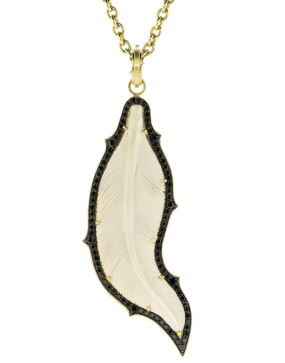 SYLVA & CIE-Carved Mammoth Leaf Pendant-YELLOW GOLD