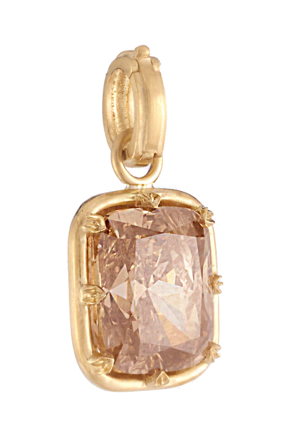 SYLVA & CIE-Cushion Cut Fancy Brown Diamond Pendant-YELLOW GOLD